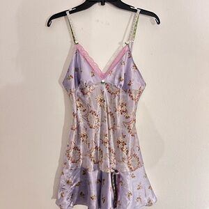 Victoria’s Secret Angels Satin Slip Dress Lilac Floral Lace Nightgown Y2K Medium